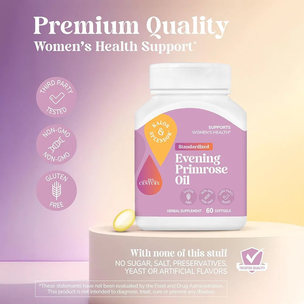 21st Century Evening Primrose Oil 1000mg Softgels, Women's Health, 60ct