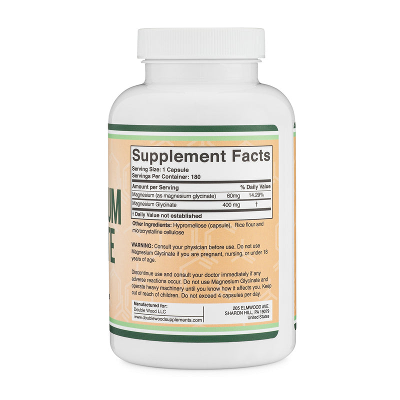 Double Wood Magnesium Glycinate (400 mg) – 180 veggie capsules