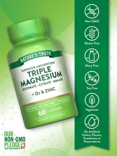 Nature's Truth Triple Magnesium Complex Supplement | 60 Capsules