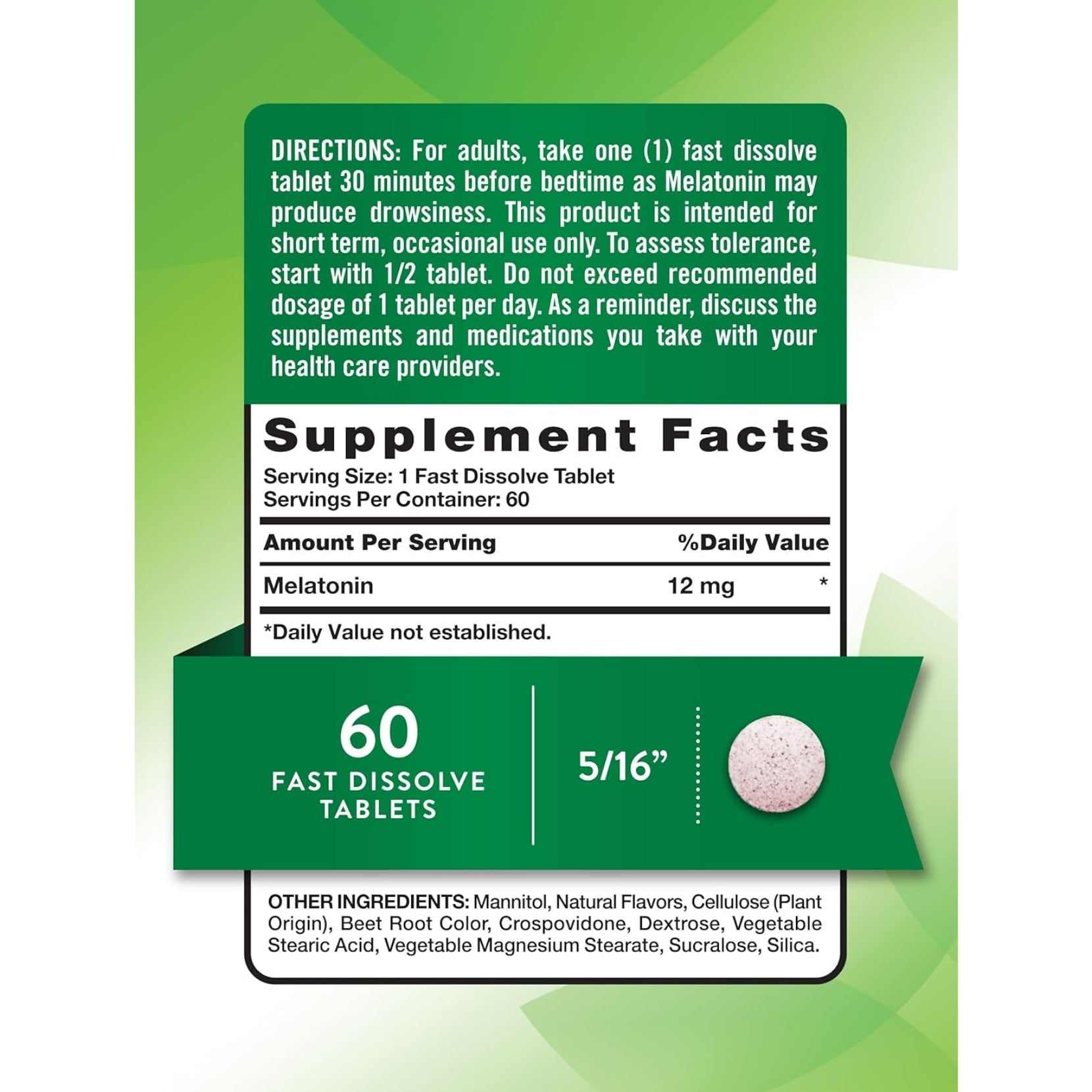 Nature's Truth Melatonin 12mg Fast Dissolve Tablets | Natural Berry Flavor
