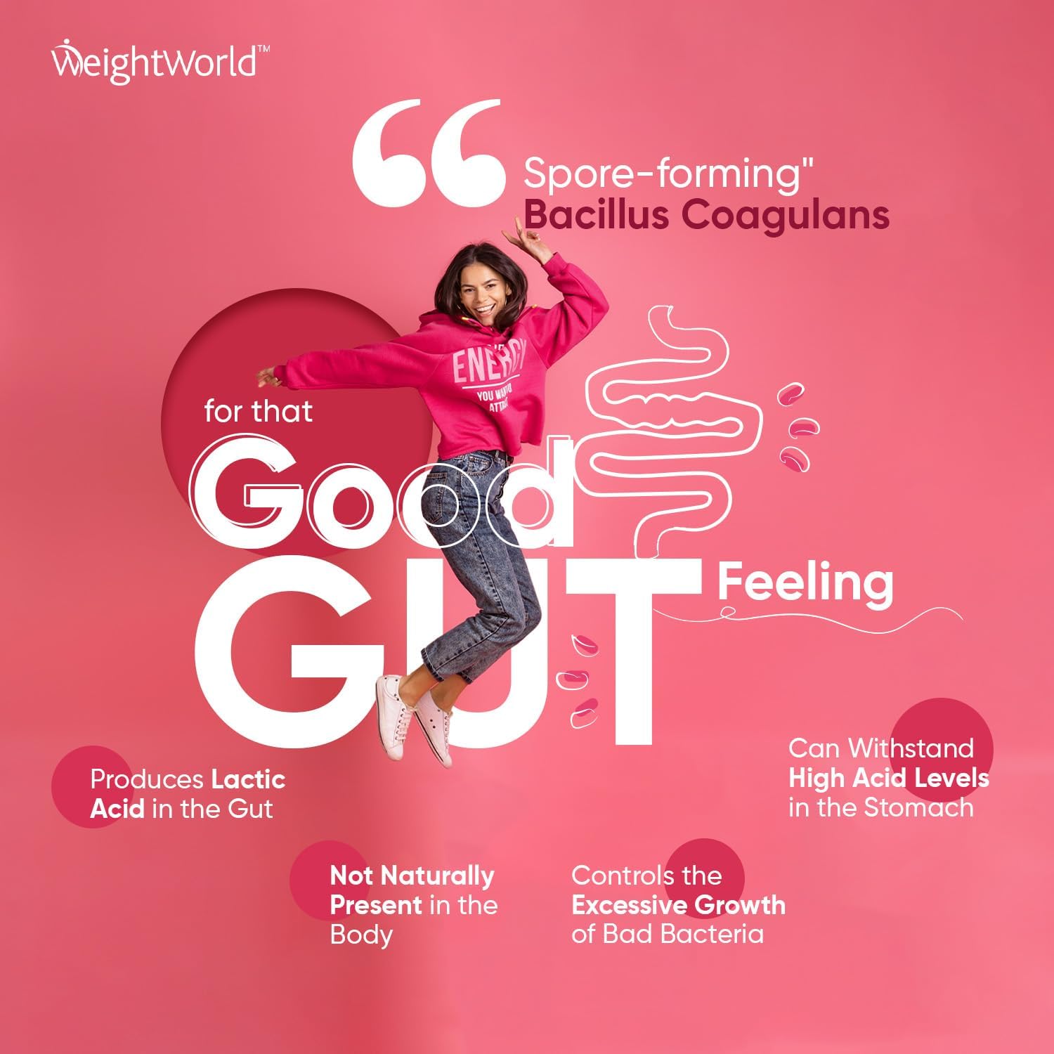 Weightworld Vegan Probiotic Gummies with Prebiotic - 45 Days (90 Low Sugar Gummies)