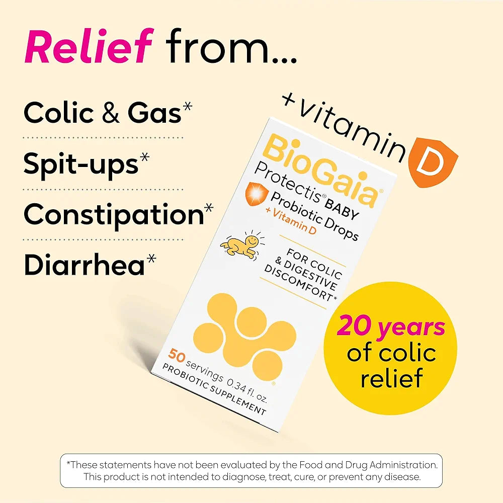 BioGaia Protectis Baby Probiotic Drops | Colic & Gas Relief + Vitamin D | Safe for Newborns