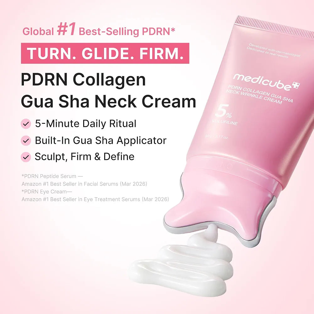Medicube PDRN Collagen Gua Sha Neck Wrinkle Cream | Built-In Gua Sha Massager