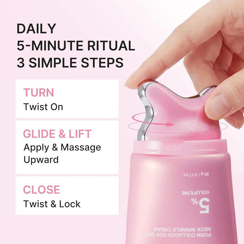 Medicube PDRN Collagen Gua Sha Neck Wrinkle Cream | Built-In Gua Sha Massager