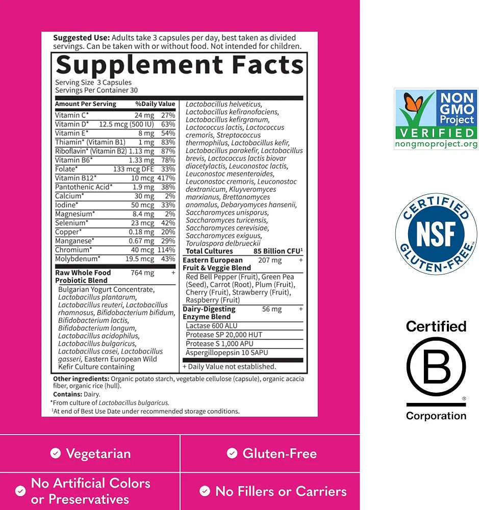 Garden of Life Raw Probiotics Women, 85 Billion CFU, 90 Vegetarian Capsules