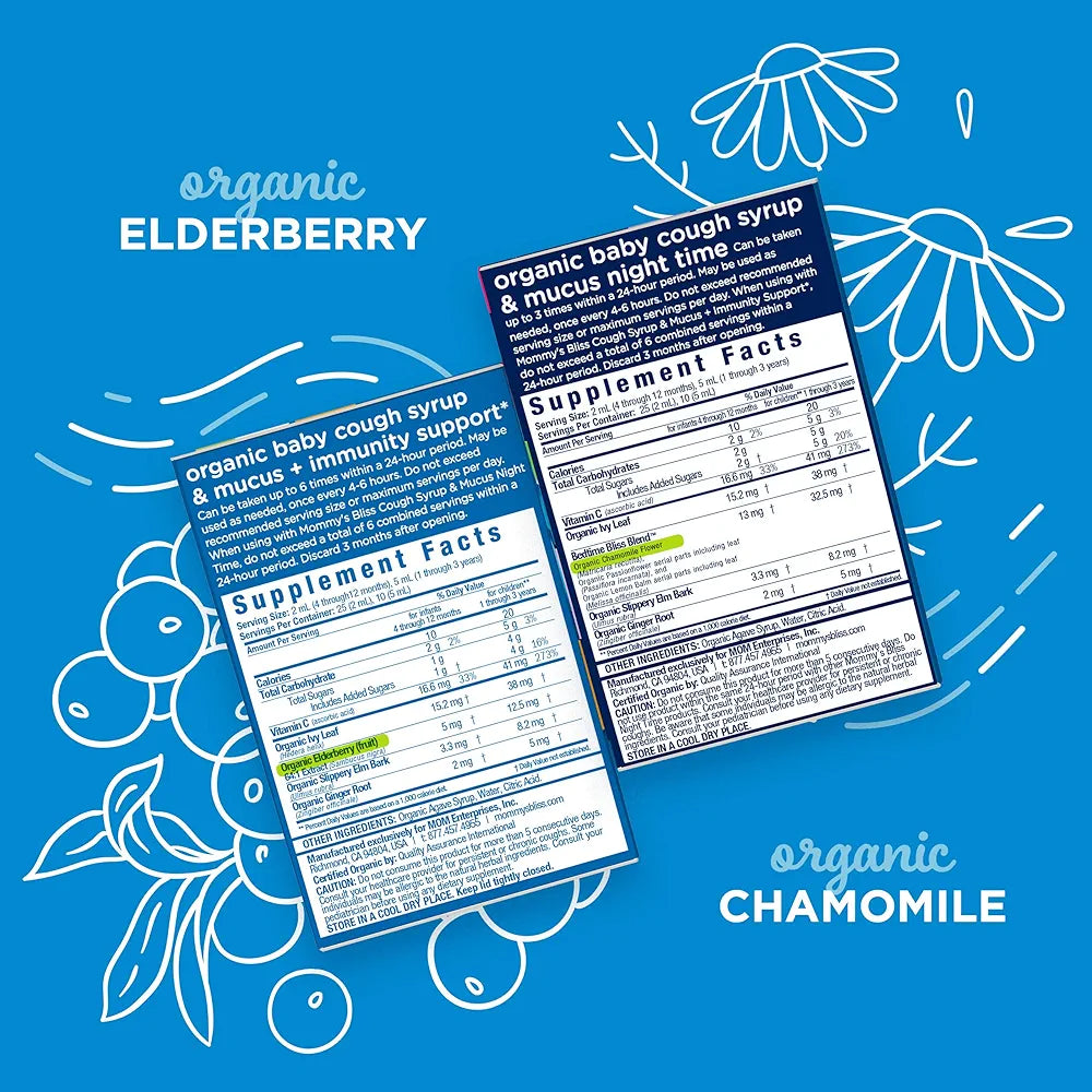 Mommy's Bliss Organic Baby Cough Syrup & Mucus Relief, Day and Night Combo Pack