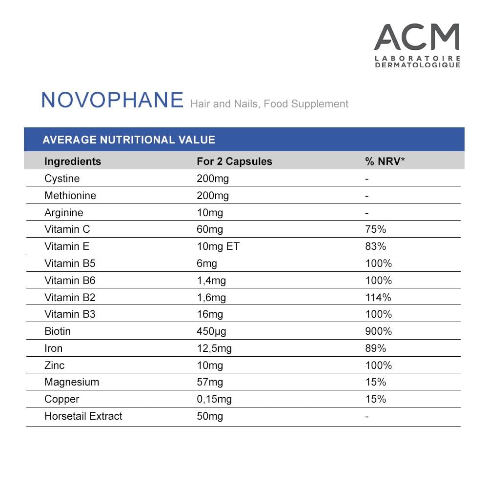 ACM Novophane Nail And Hair Capsules 180 Capsules