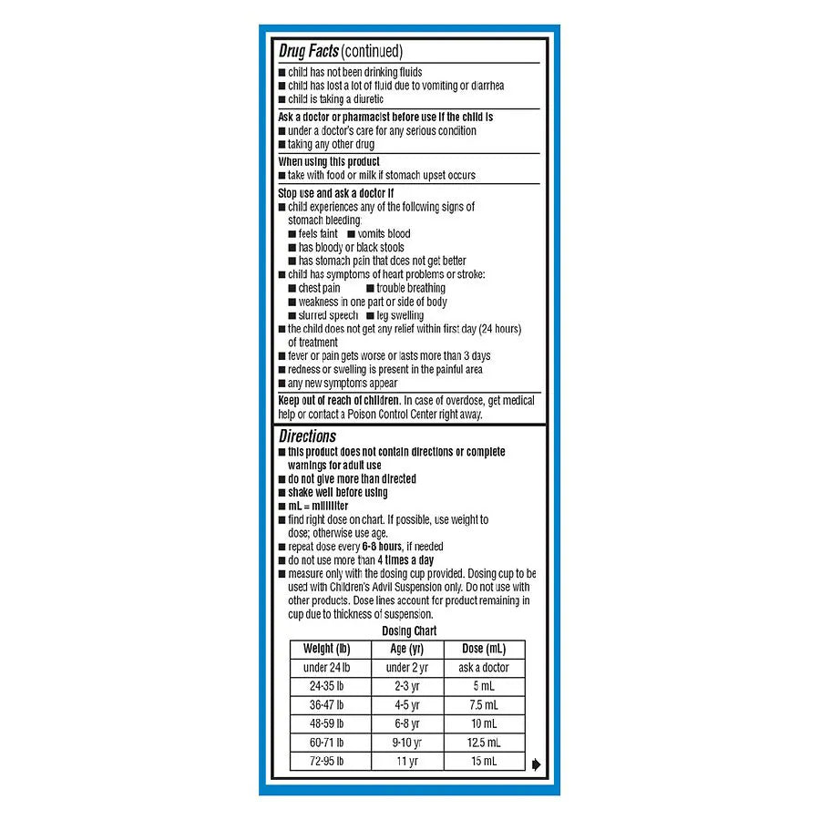 Children's Advil Liquid Pain Reliever and Fever Reducer White Grape