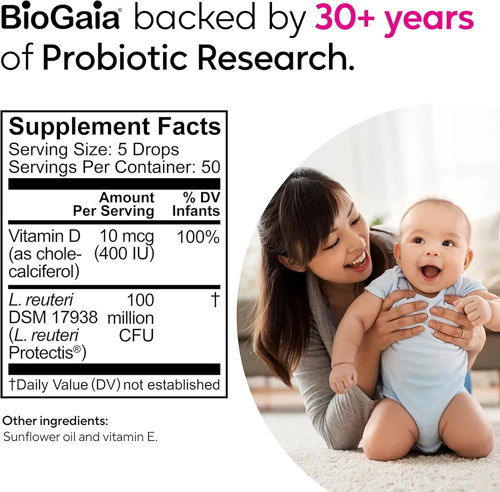 BioGaia Protectis Baby Probiotic Drops | Colic & Gas Relief + Vitamin D | Safe for Newborns