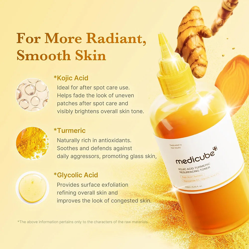 Medicube Kojic Acid Turmeric Smoothing Toner for Face & Body
