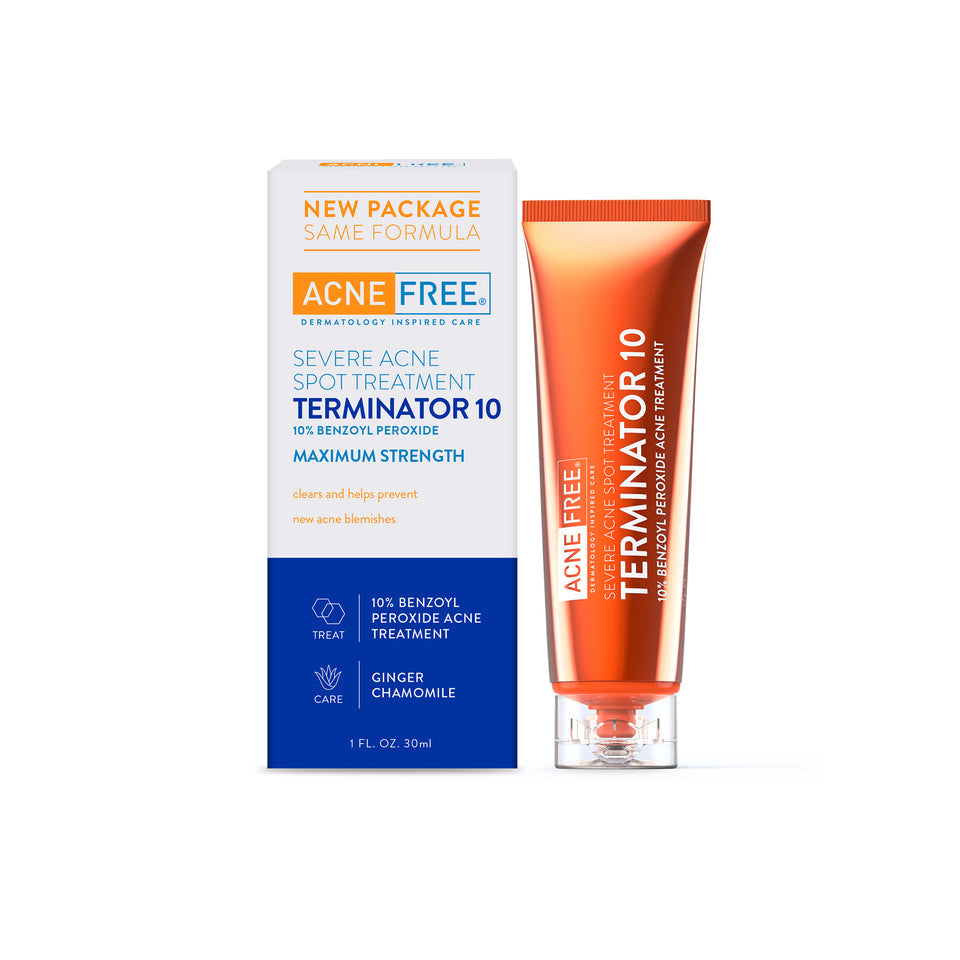 AcneFree Terminator 10 Acne Spot Treatment with Benzoyl Peroxide 10% Maximum Strength Acne Cream Treatment