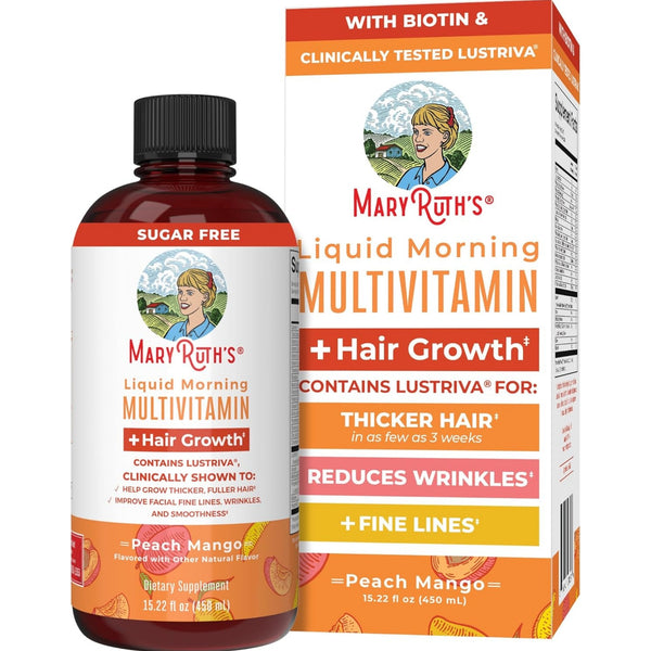 MaryRuth Organics Liquid Multivitamin +Hair Growth for Women (Peach Mango)