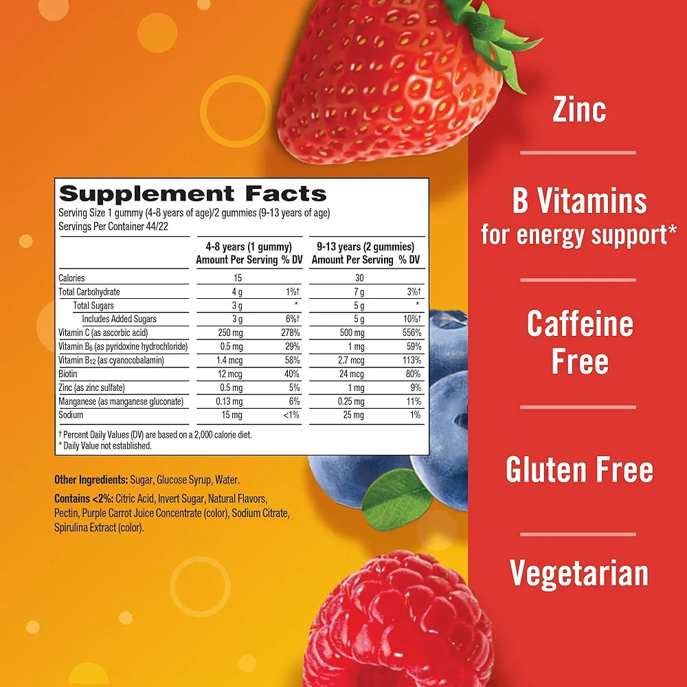Emergen-C Kidz Daily Immune Support Dietary Supplements, Flavored Gummies
