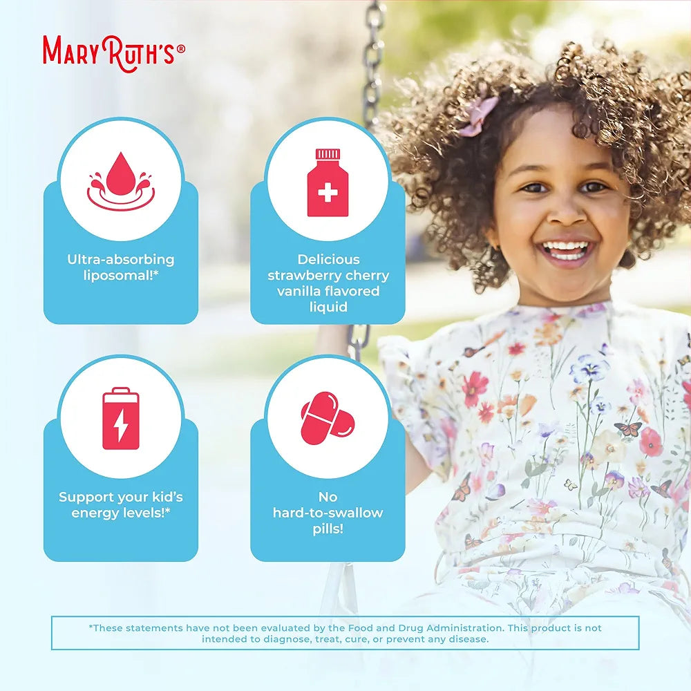 MaryRuth Organics Kids Multivitamin Liposomal | Vegan, Sugar-Free Vitamins for Kids | Ages 4+ | 2 Month Supply
