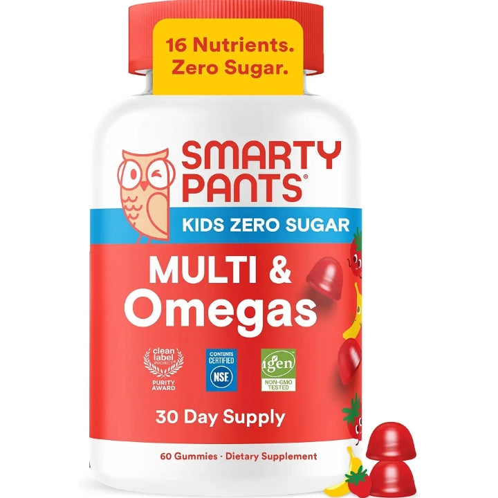 SmartyPants Kids Zero Sugar Multi & Omegas Multivitamin Gummies with Omega 3