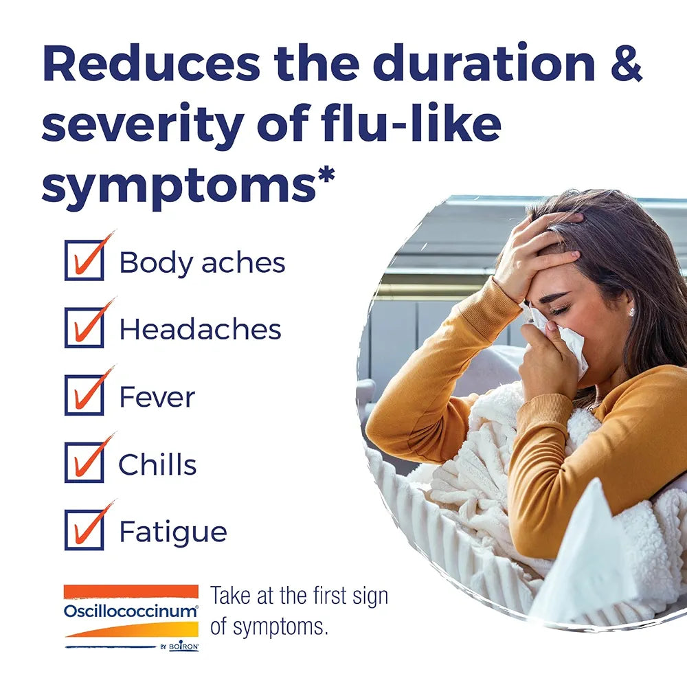Boiron Oscillococcinum for Relief from Flu-Like Symptoms of Body Aches, Headache, Fever, Chills, and Fatigue - 6 Doses