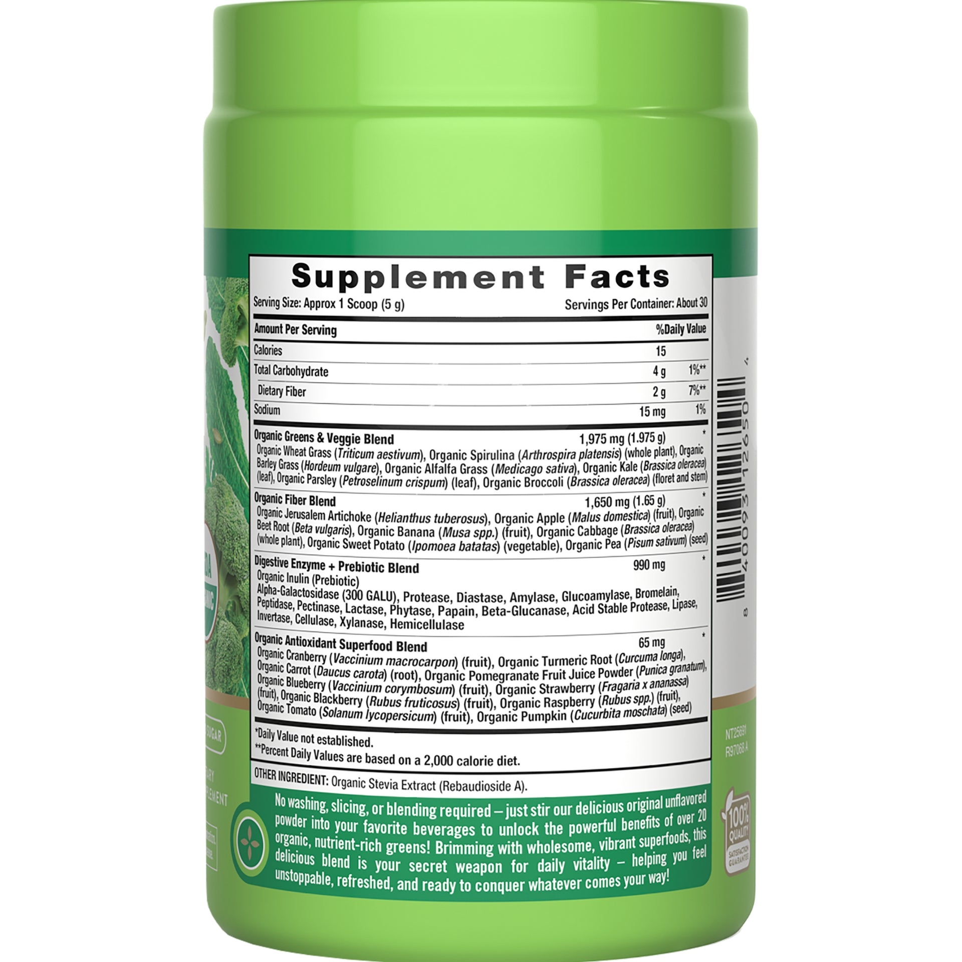 Nature's Truth Organic Greens Powder 30 SERVINGS