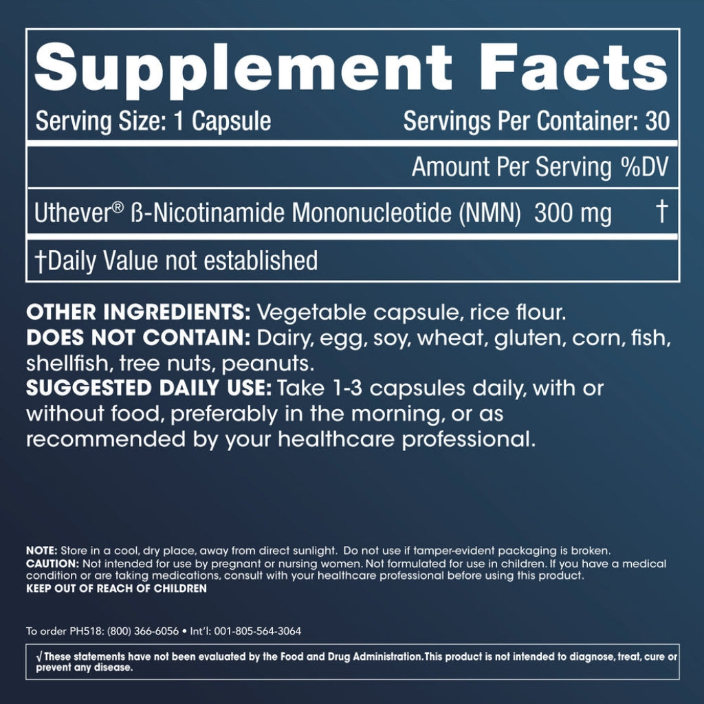 NMN Pro 300™ - Uthever® NMN - 300 mg, 30 capsules