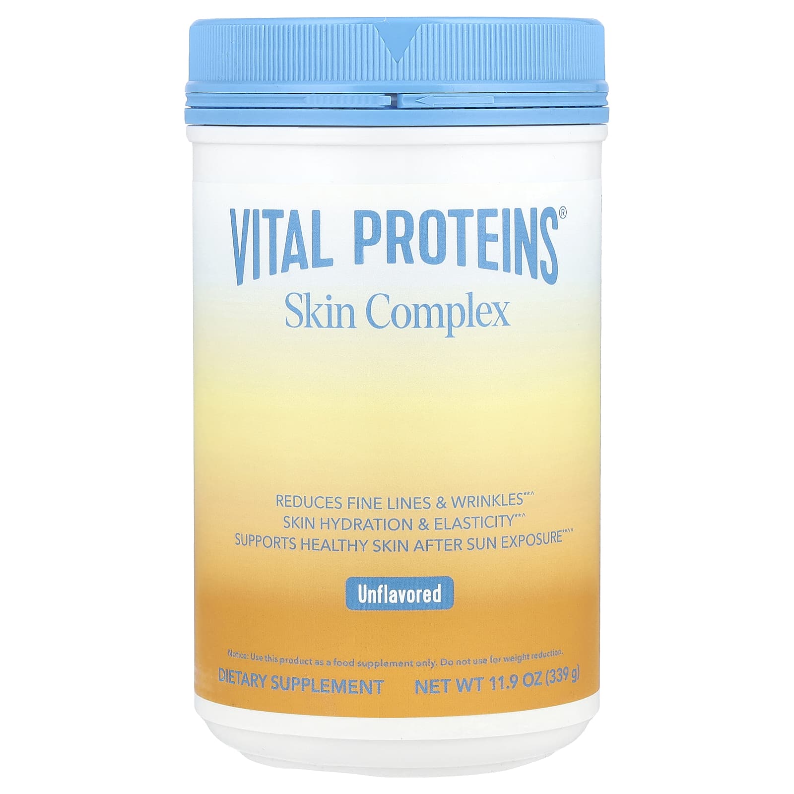 Vital Proteins Collagen Peptides - 20g Hydrolyzed Collagen, Vitamin C, Hyaluronic Acid,- Skin Complex Supplement, Unflavored 11.9oz Powder