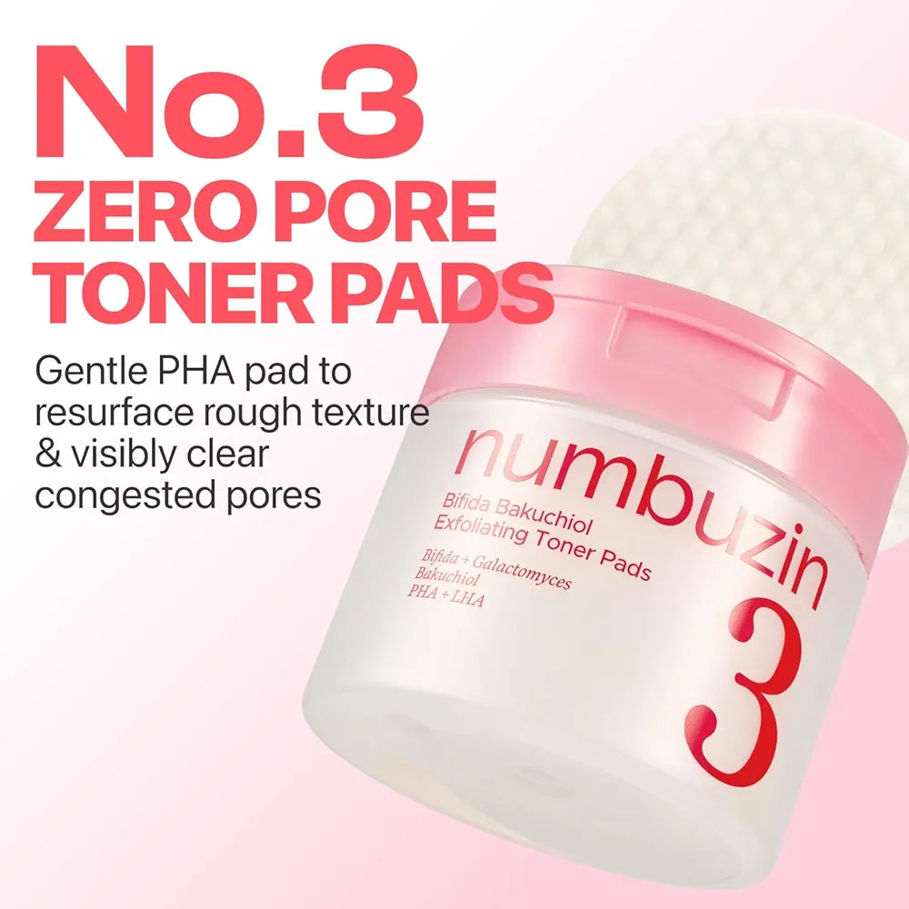 numbuzin No.3 Bifida Bakuchiol Exfoliating Toner Pads