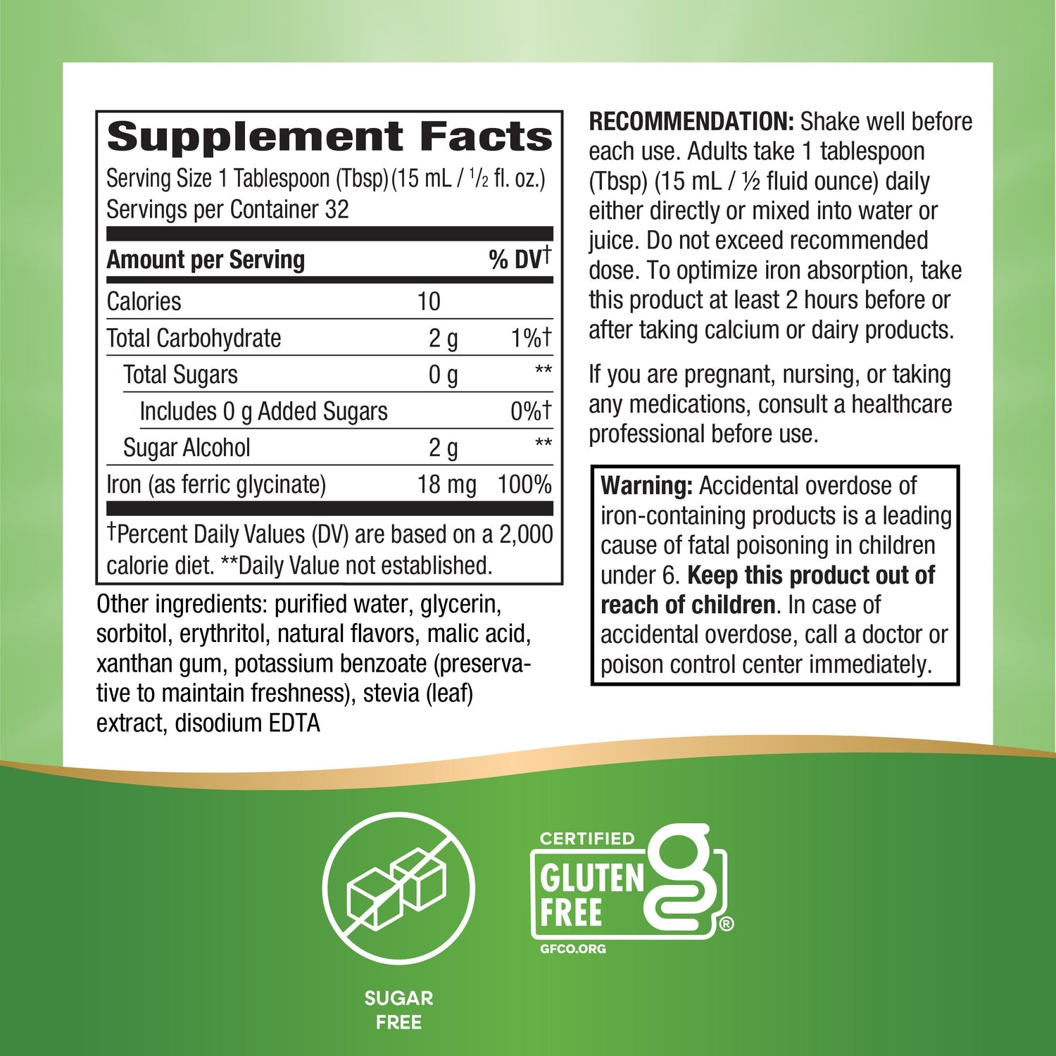 Nature's Way Liquid Iron, Sugar Free, Berry Flavored, 16 Fl. Oz.