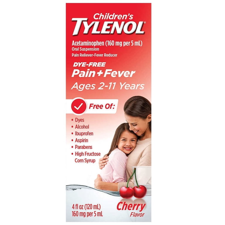 Children's Tylenol for Ages 2-11 Dye-Free Cherry Flavor Suspension