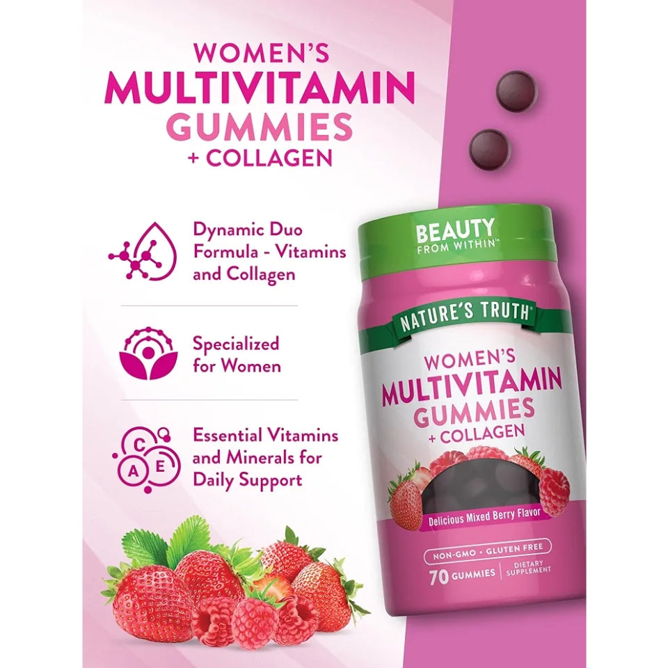 Nature's Truth Womens Multivitamin Gummies Plus Collagen & Biotin