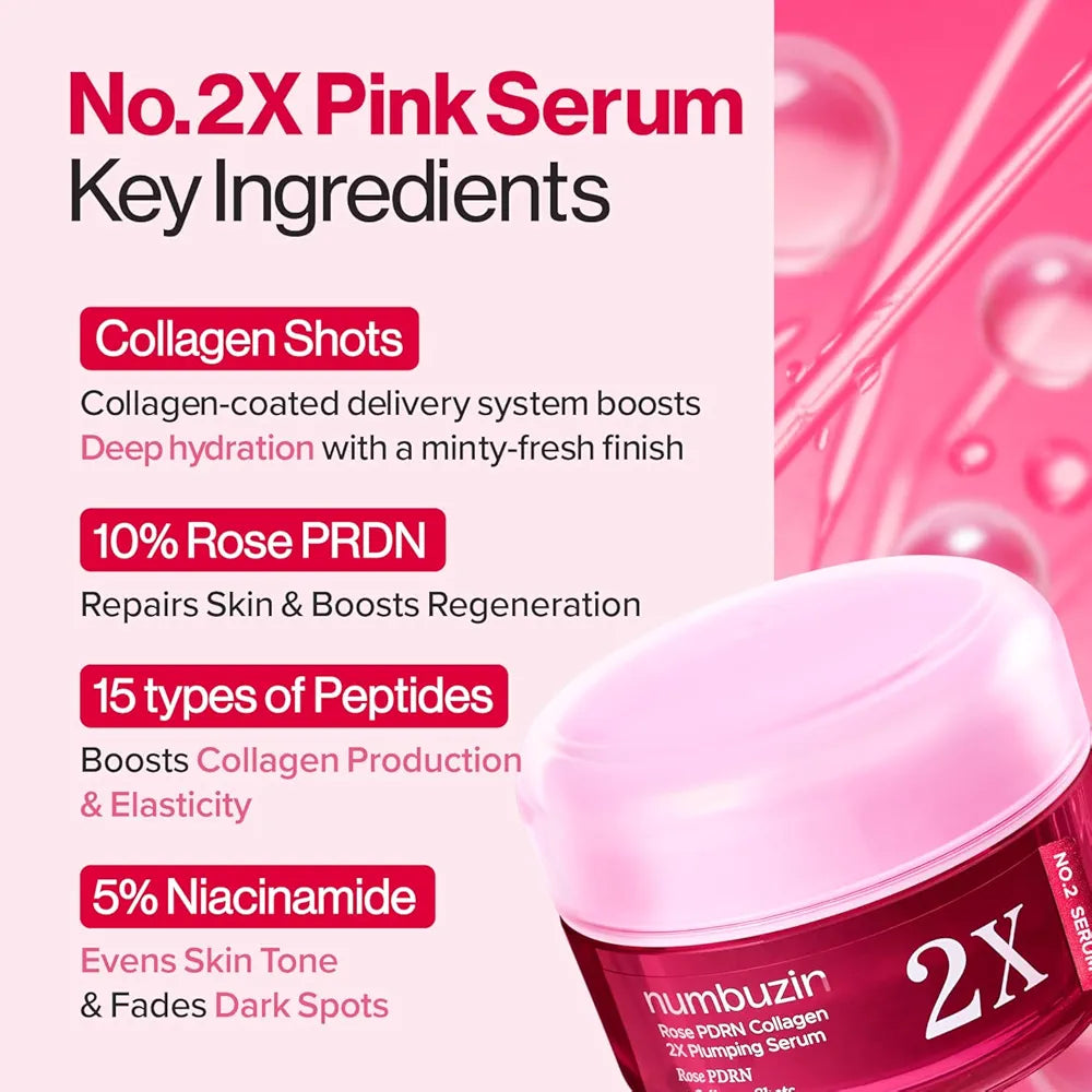 numbuzin No.2X Serum | Rose PDRN Collagen 2X Plumping Serum