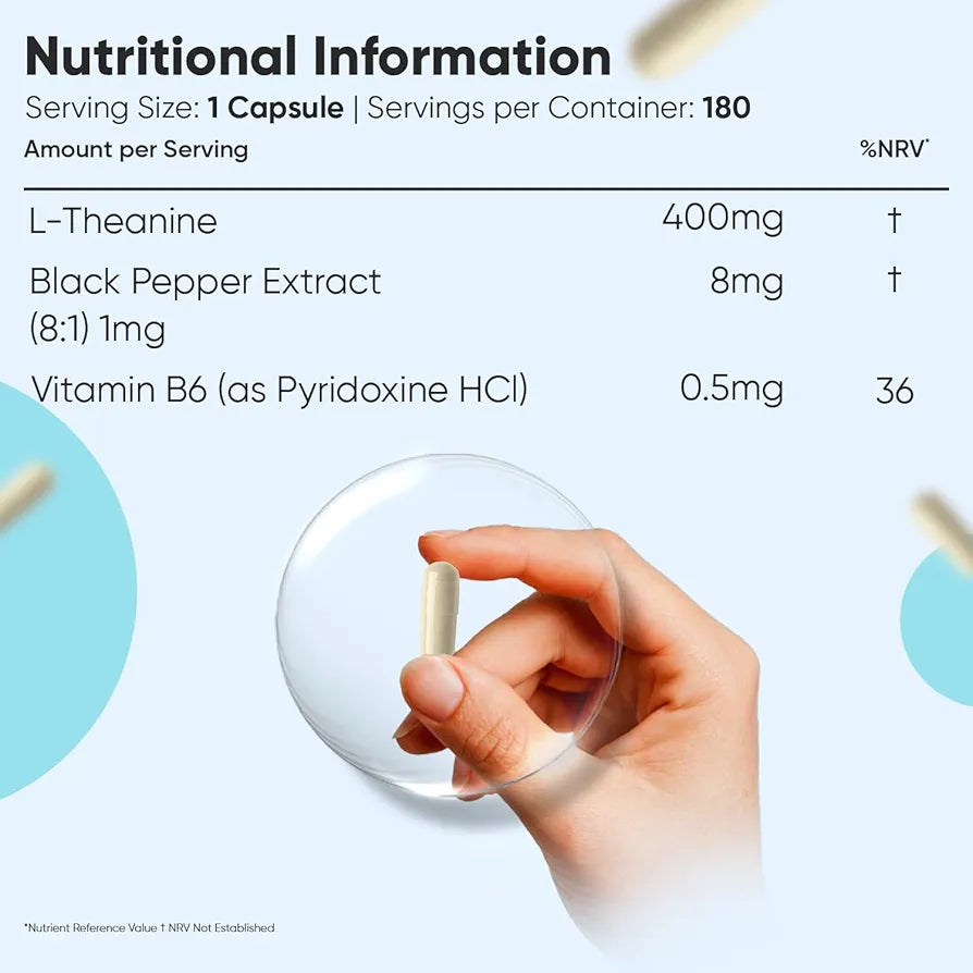 WeightWorld L-Theanine Supplement | 408mg Vegan Capsules | 6 Months Supply