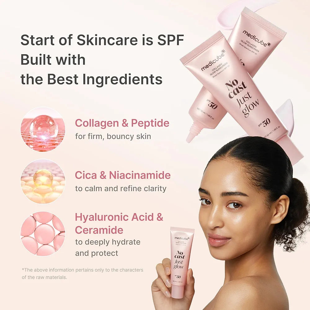 medicube Sunscreen No Cast Just Glow Collagen | SPF 50 Broad Spectrum Face Sunscreen