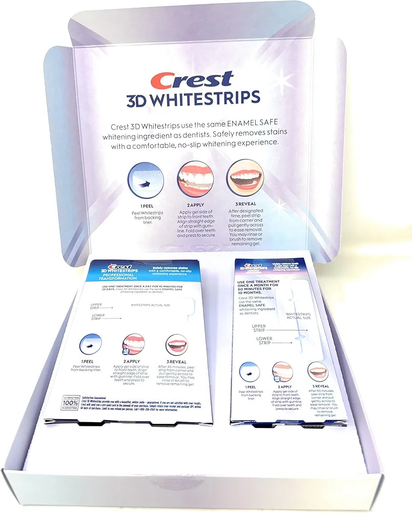 Crest 3D White 40 Professional Teeth Whitening Strips & 20 Monthly Brightener