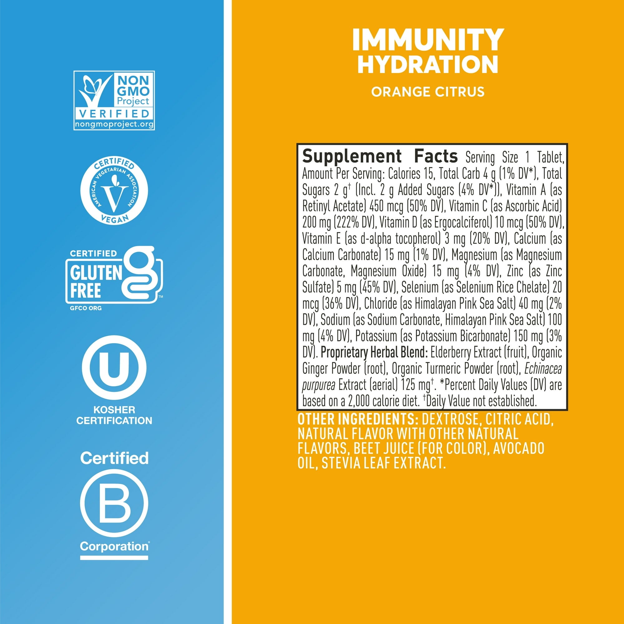 NUUN HYDRATION IMMUNITY ELECTROLYTE WITH VITAMIN C, ORANGE CITRUS 10 EFF TABLET