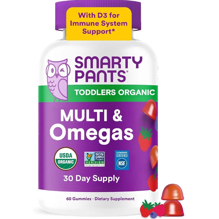 SmartyPants Toddler Organic Multi & Omegas Multivitamin Gummies