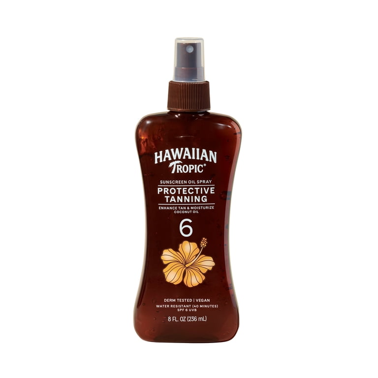 Hawaiian Tropic Island Tanning Sunscreen Oil Spray, SPF 6, Moisturize Coconut Oil