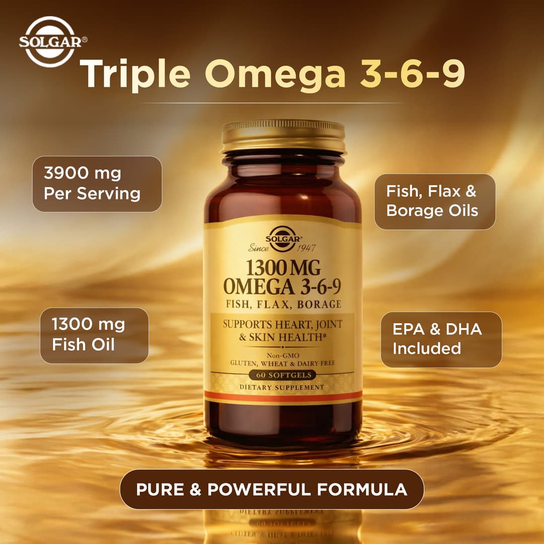 Solgar 1300 mg Omega 3-6-9, 60 Softgels