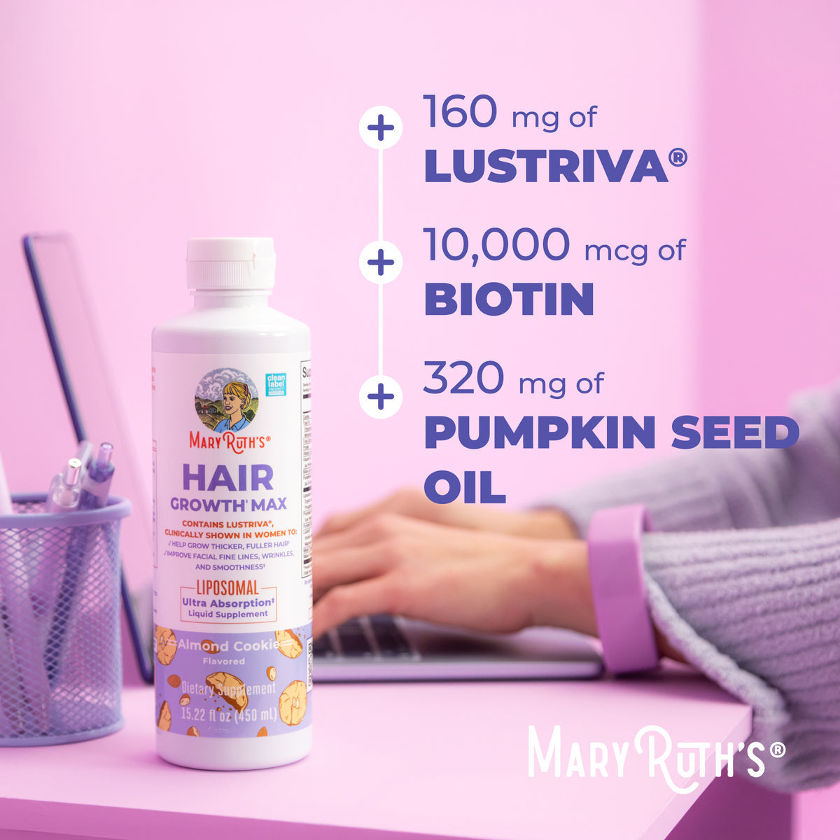 MaryRuth Organics Women's Hair Growth MAX Liposomal 450 ml