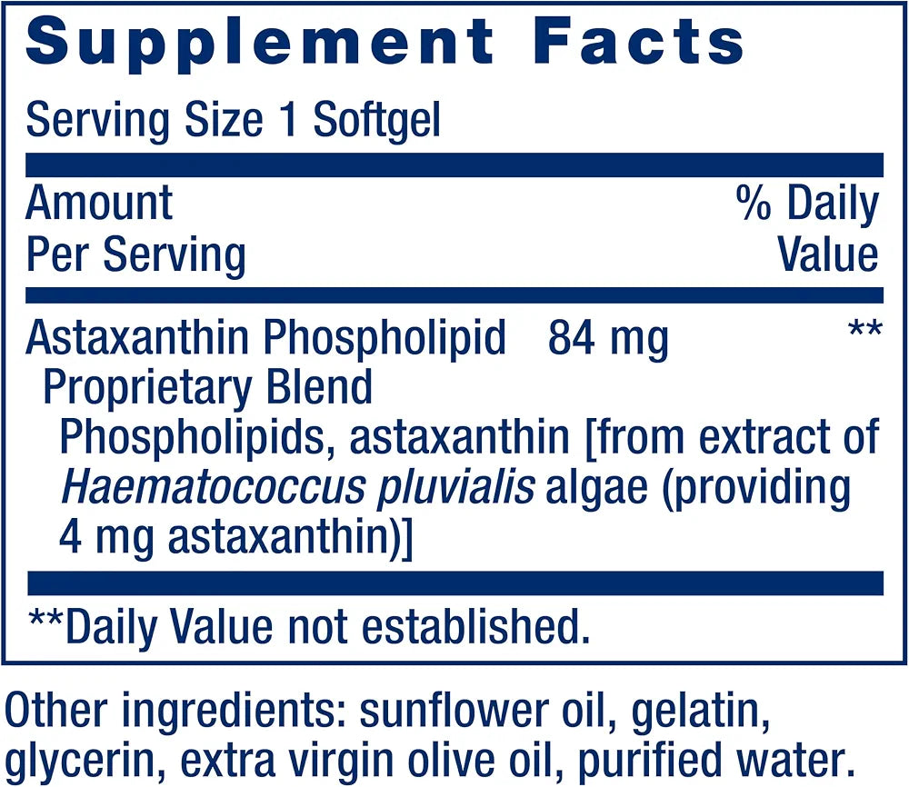 Life Extension Astaxanthin with Phospholipids – Antioxidant Support