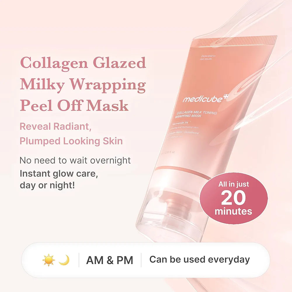 Medicube Wrapping Mask Collagen Glazed Milky Glow Daytime Peel Off Mask