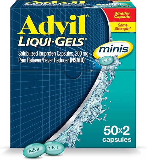 Advil Liqui-Gels minis Pain Reliever and Fever Reducer, 50x2 Liquid Filled Capsules