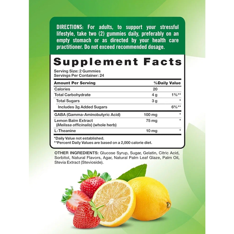 Nature's Truth Stress Relief Gummies for Adults | with Gaba, L Theanine, and Lemon Balm