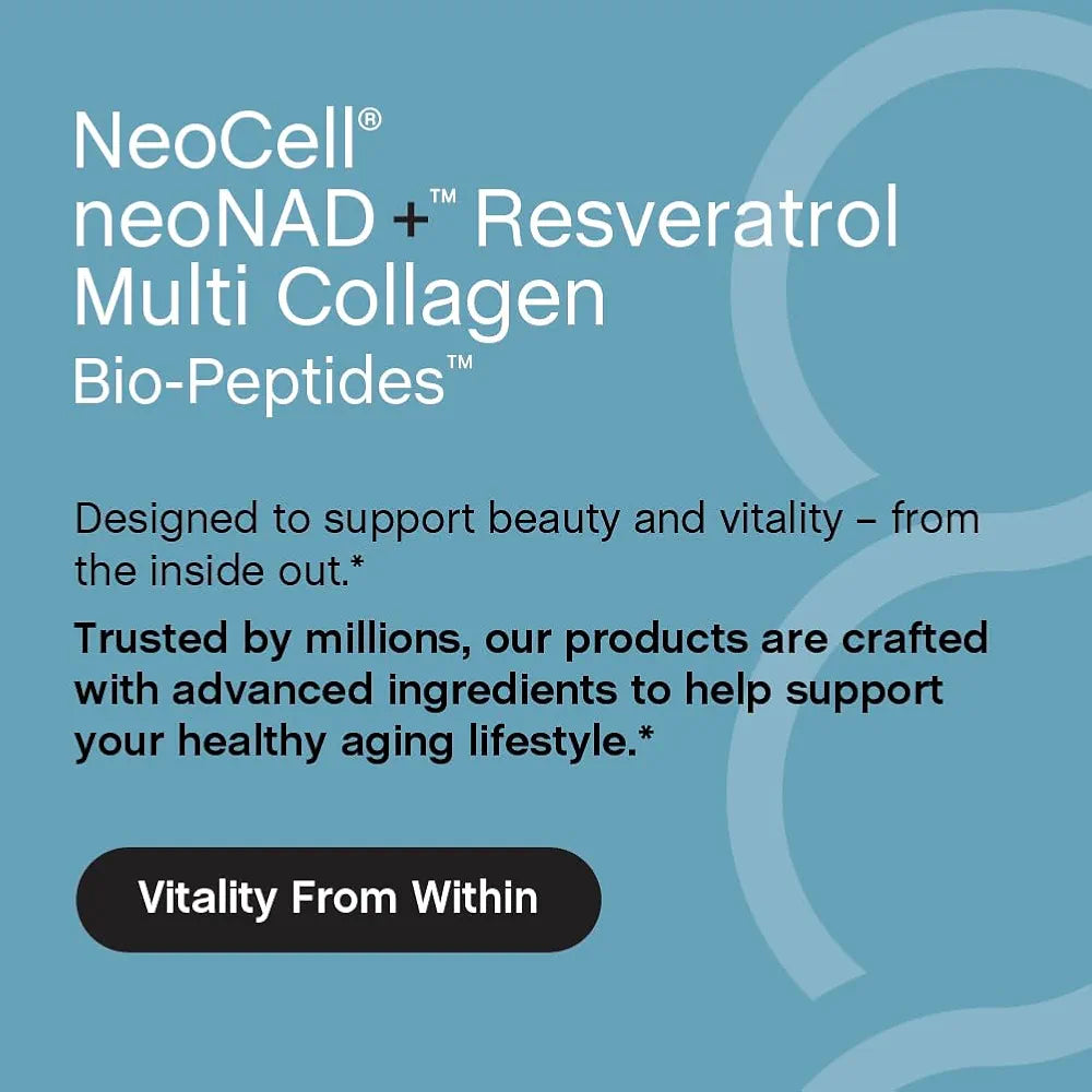 NeoCell NAD+ Resveratrol Supplement with Multi Collagen Bio-Peptides
1,000mg | 60 Capsules