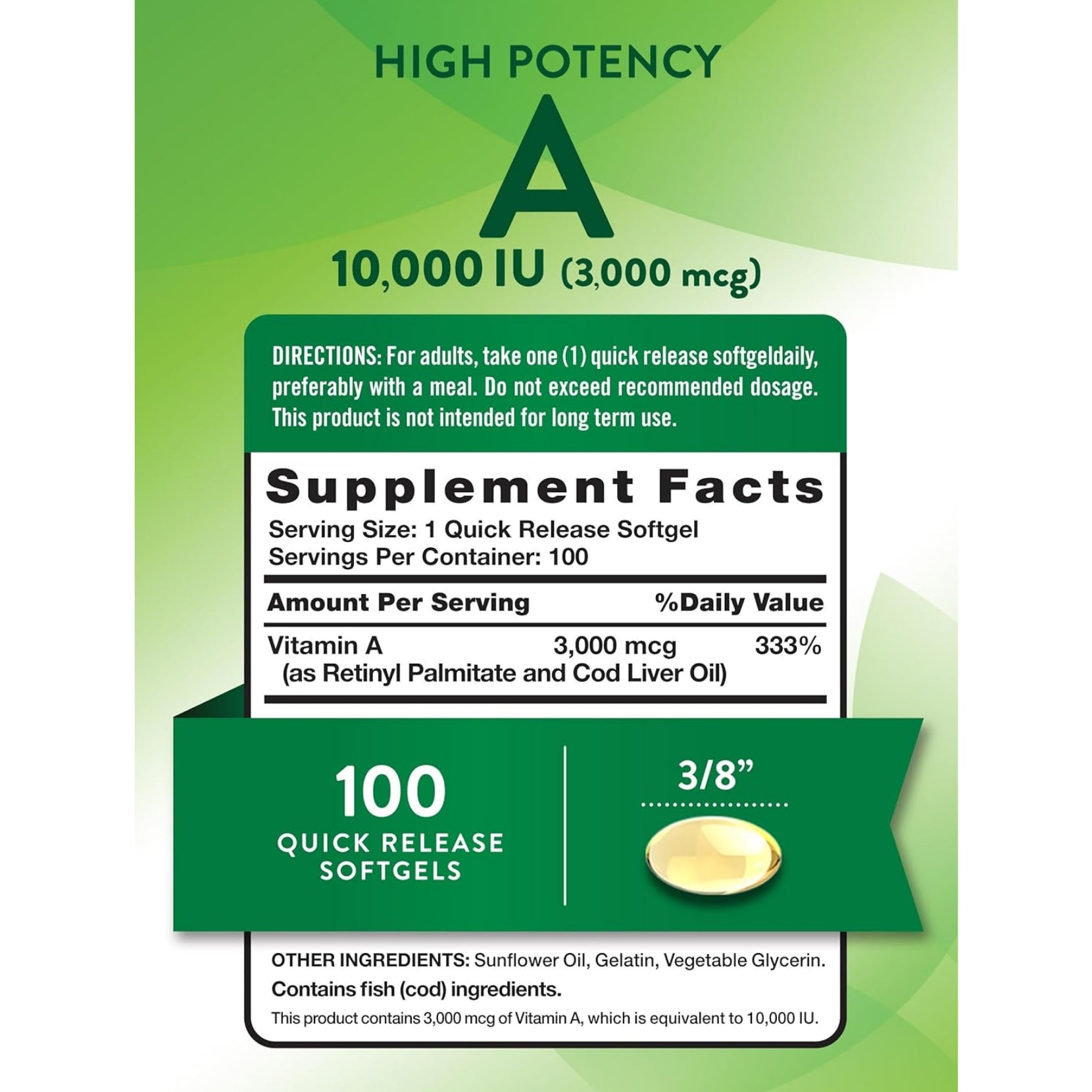Nature's Truth Vitamin A 10000 IU Softgels