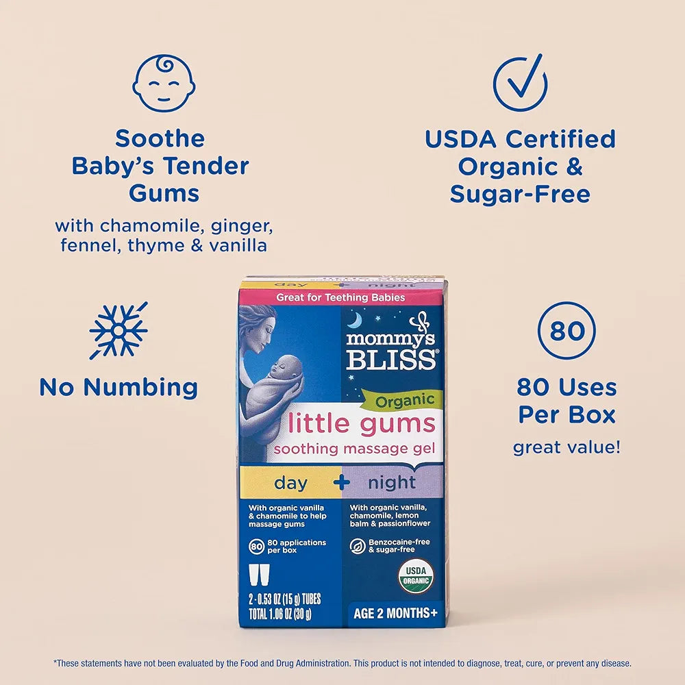 Mommy's Bliss Organic Little Gums Soothing Massage Gel Day and Night Combo