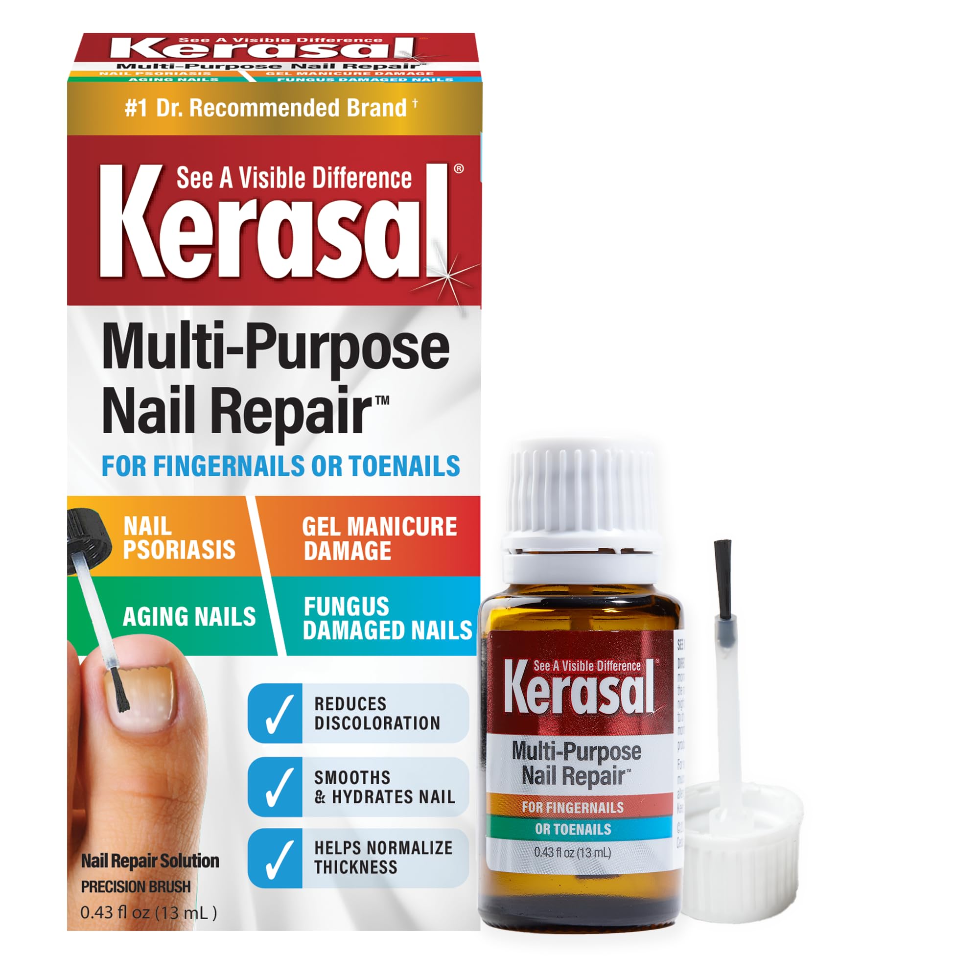 Kerasal Multi-Purpose Nail Repair, Nail Solution for Discolored and Damaged Nails