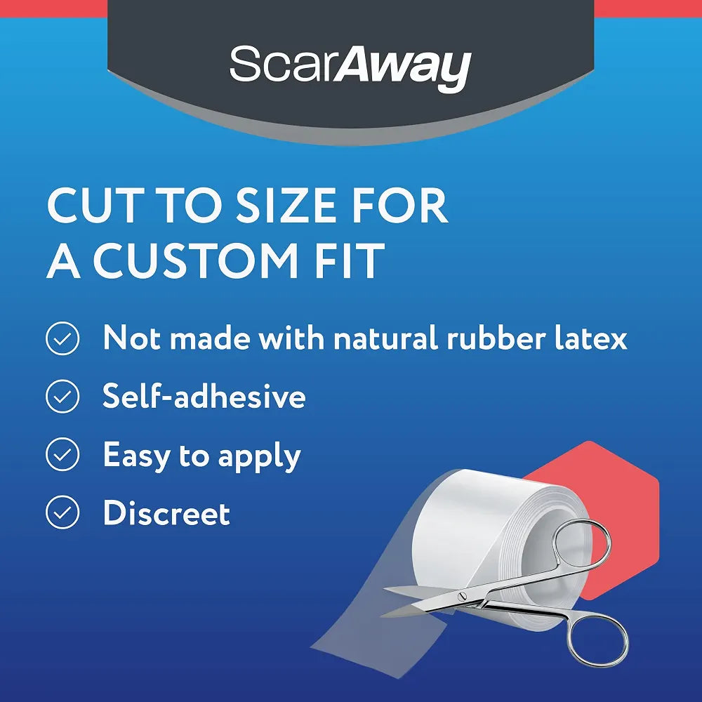 ScarAway Clear Silicone Scar Tape, Medical-Grade Cut-to-Size Silicone Strip