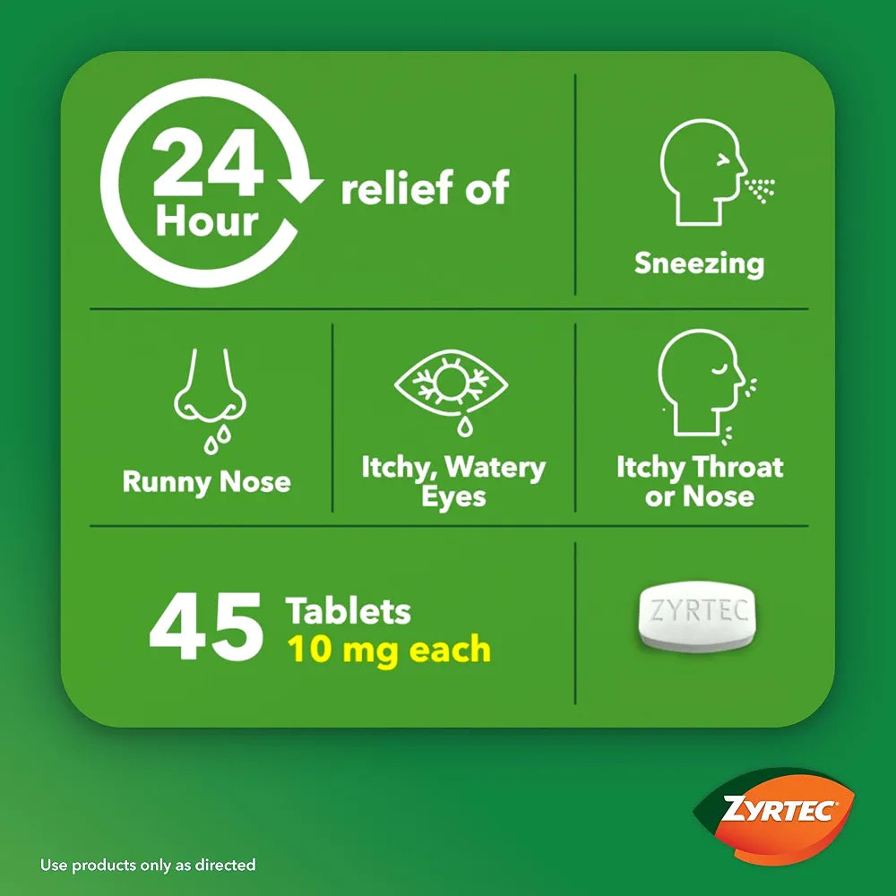 Zyrtec 24-Hour Allergy Relief Tablets