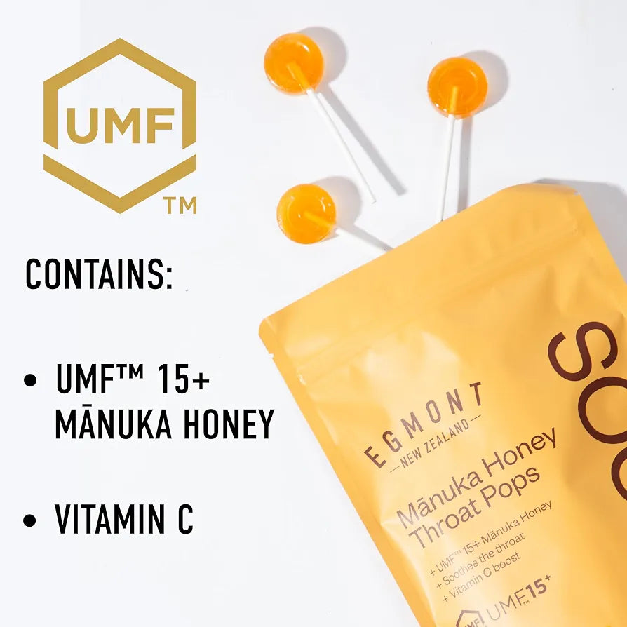 Egmont Manuka Honey Throat Pops, UMF™ 15+, 20 Throat Pops