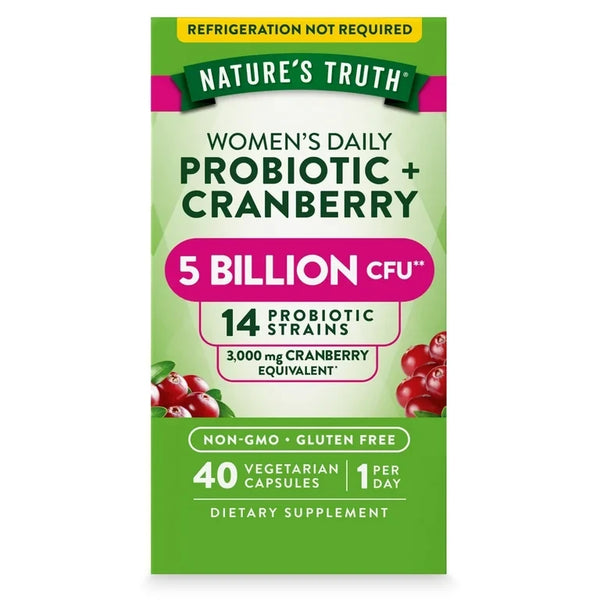 Nature's Truth Probiotics for Women | 5 Billion Active Cultures | 40 Vegetarian Capsules | With Cranberry