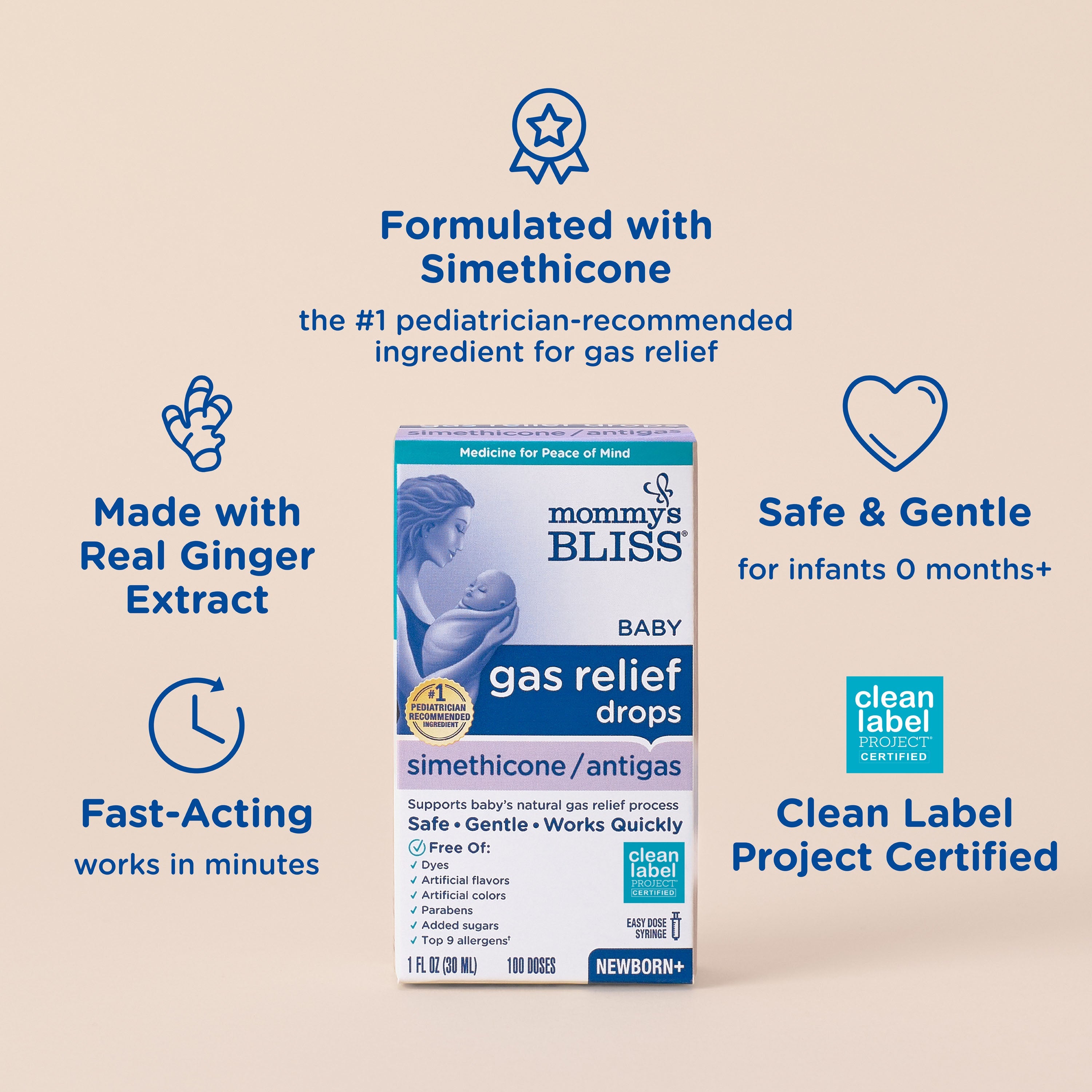 Mommy’s Bliss Baby Gas Relief Drops, Newborn+, 30 ml (1 fl oz)