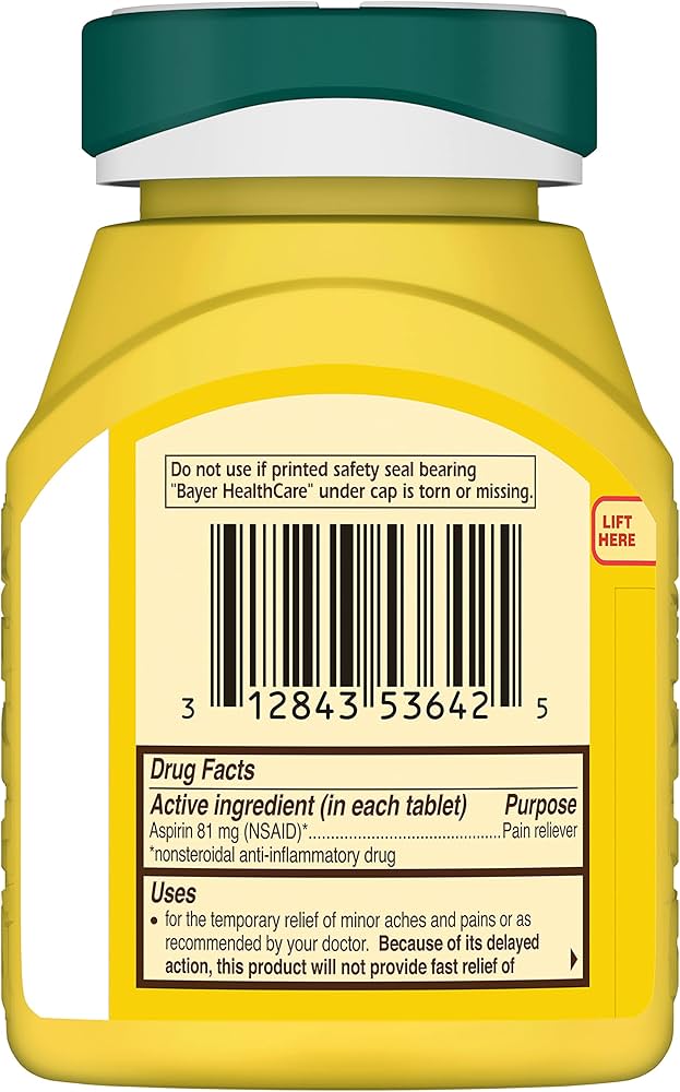 Bayer Aspirin Low Dose 81 mg, 300 Safety Coated Tablets